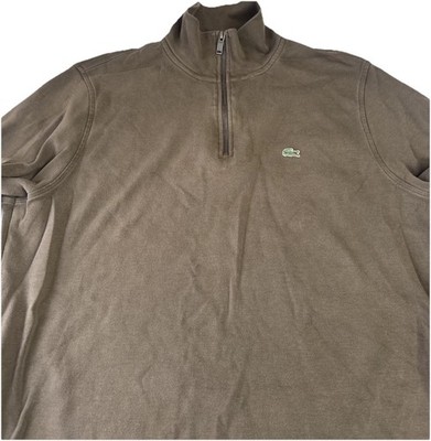 Lacoste 1/4 Zip Golf Mock Neck Mens  Xl/2xl Brown Croc Logo Preppy Pullover