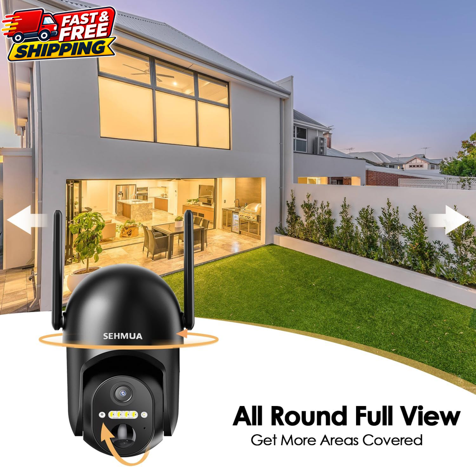 Solar Security Camera Wireless Outdoor 2K 360 View Spotlight Color ...