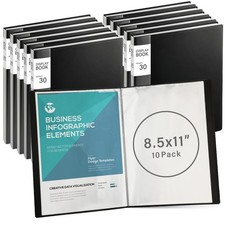 10 Pieces Portfolio Folder Binder with Plastic Sleeves 8.5" x 11",30 Pocket P...