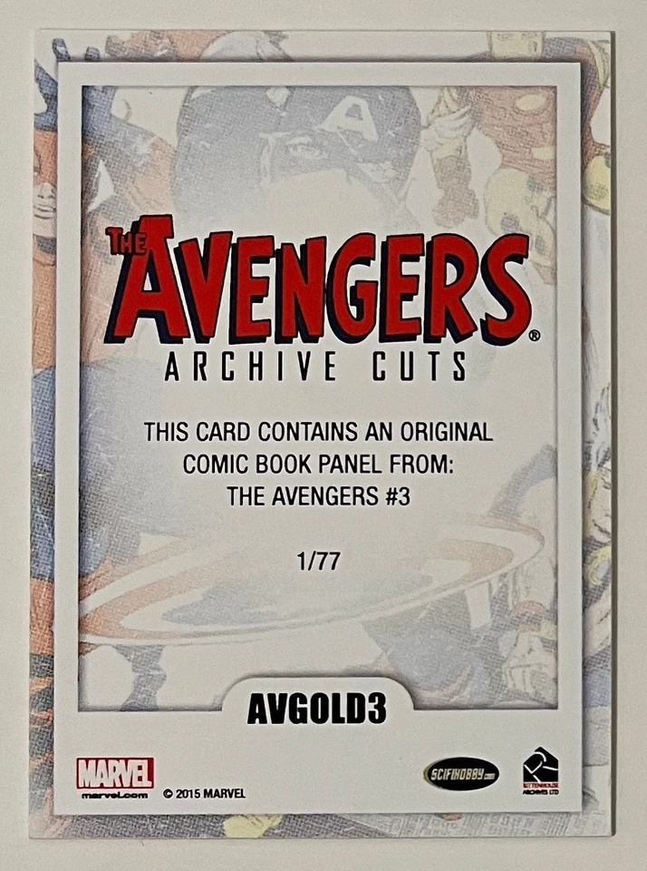 MARVEL COMIC CUT - 2015 - AVENGERS: SA - AVGOLD3 GOLD - 1/77 - HULK THOR - AV #3 - Image 2 of 4