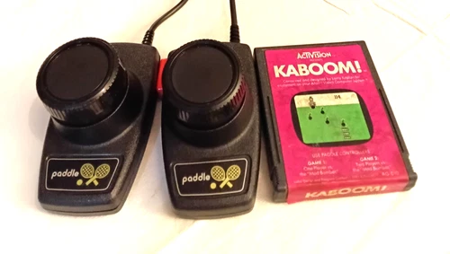 Vintage Atari 2600 Paddle Controllers with Kaboom Game Jitter Free Work Perfect!