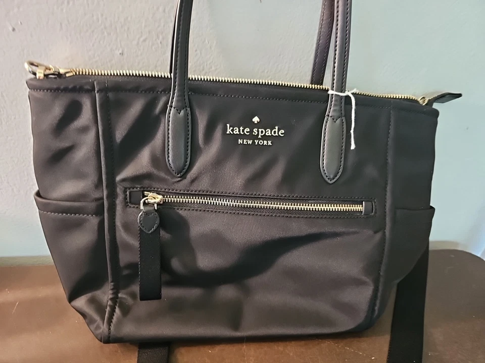 KATE SPADE CHELSEA BOLSA SATCHEL DE NÁILON PRETA MÉDIA COM ZÍPER PARA TRANSPORTAR TODOS OS OMBROS - Imagem 4 de 4