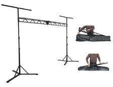 Rockville RLT8 10 Ft Portable Sturdy Lighting Truss Stand w/Flat-Base Legs+Bag