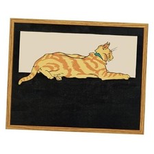 Framed Vintage Wall Art, Cat at Rest, Flat Style Canvas 10"L x 8"W Orange Cat