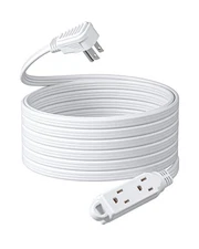 DEWENWILS 3 Outlet Extension Cord with Flat Plug, 25 FT SPT-3 Cord, White, ETL