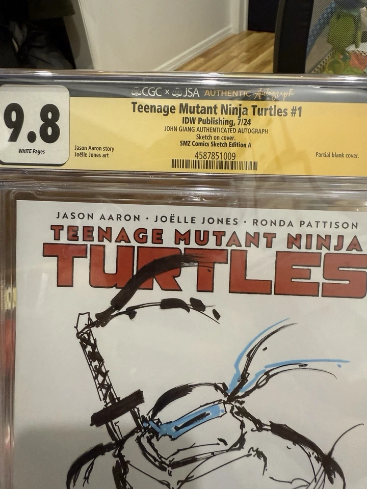 TMNT Teenage Mutant Ninja Turtles 1 - Boceto en blanco firmado por John Giang CGC 9.8 Foto 3 de 4