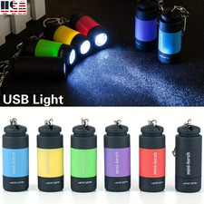 USB Rechargeable Mini LED Keychain Flashlight Waterproof Outdoor Torch Hot USA
