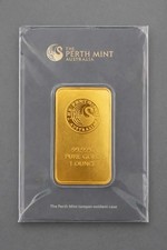 1 oz Perth Mint Gold Bar .9999 Fine Gold in Assay Card – Sealed Authentic Austra 3800.00 per troy oz