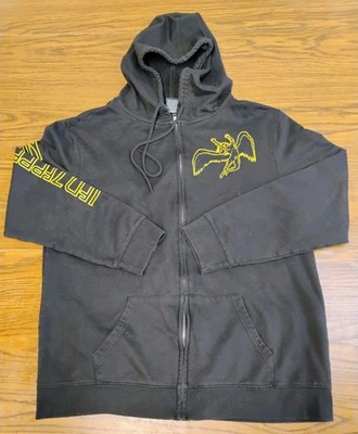 Led Zeppelin Swan Song Icarus Zip Up Hoodie Black Gold Men XXL 2023 