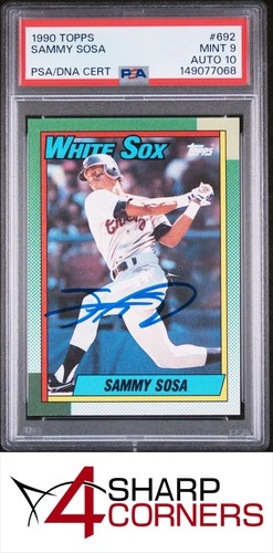 1990 TOPPS #692 SAMMY SOSA RC WHITE SOX PSA AUTHENTIC DNA AUTO 10