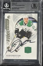 2020-21 UD SP Jason Robertson Signed Rookies Jersey Patch #111 BAS Autograph