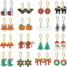 16Pairs Hypoallergenic Halloween Christmas Earrings for Women Teen Girls