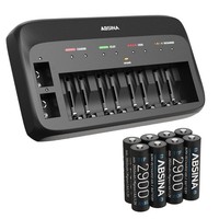 Absina X10 AkkuladegeräT FüR Aa, Aaa & 9V - BatterieladegeräT Inkl. 8X Aa Akkus
