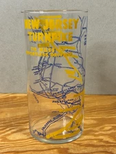 Vintage 1951 New Jersey Turnpike System Map Souvenir Glass Tumbler