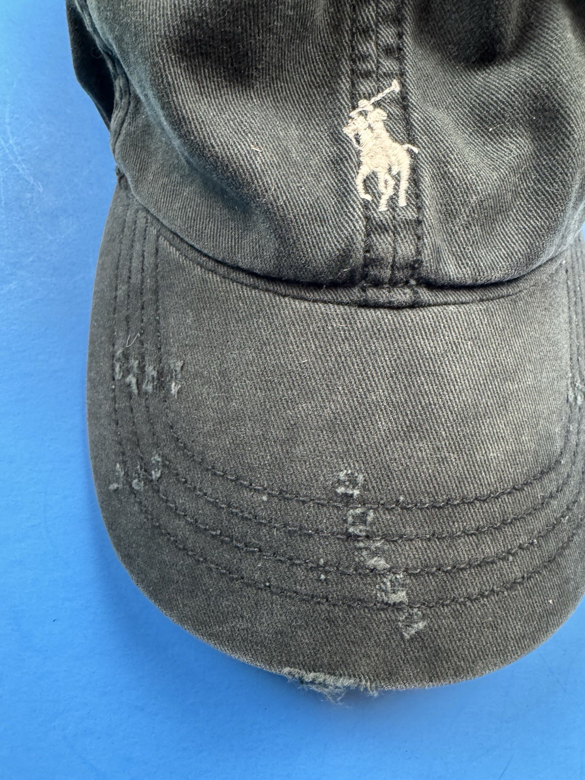 Cappello vintage POLO Ralph Lauren berretto cinturino in pelle nero golf papà raro bianco pony