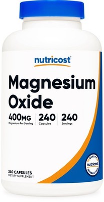 Nutricost Magnesium Oxide (400mg) 240 Capsules - Vegan, GMO-Free, Gluten-Free