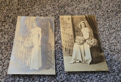 Antique 1920s  Photograph Lovely Young Women Wedding Bride 2- 4×6