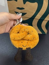 Jellycat Amuseables Pretzel Plush Bag Charm Keychain Cute Collectible New Tags