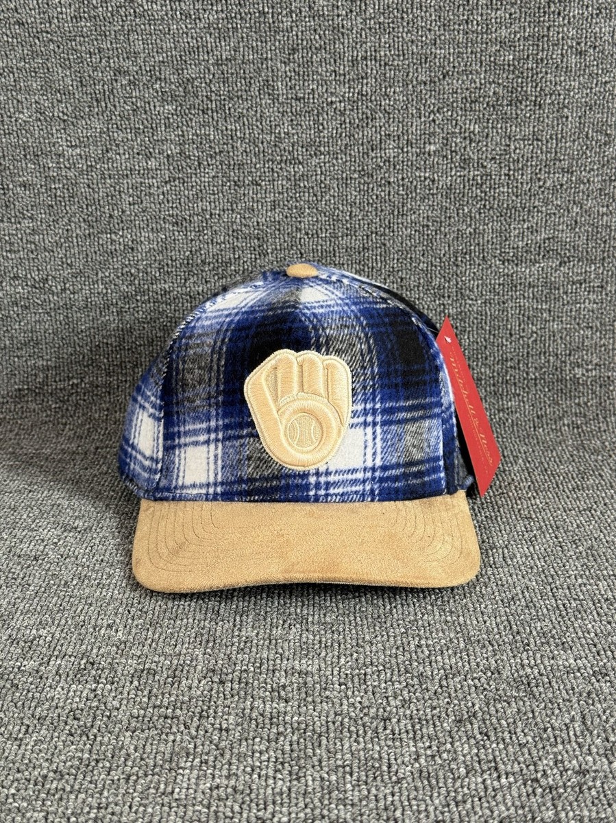 Mitchell & Ness Milwaukee Brewers Retro Snapback Plaid Tan Brim Hat