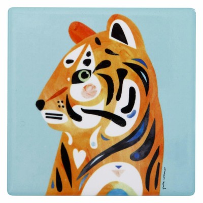 Maxwell & Williams Pete Cromer Untersetzer Tiger, Keramik, Kork 9.5 x 9.5 cm