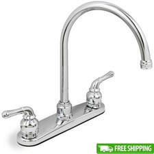 Lead Free Kitchen Faucet High Arc Swivel Spout Two Handle Washerless Design New
