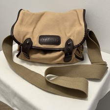 Vintage Nikon Camera Bag Beige Canvas w/ Leatherette Brown Trim Retro 1970s SLR