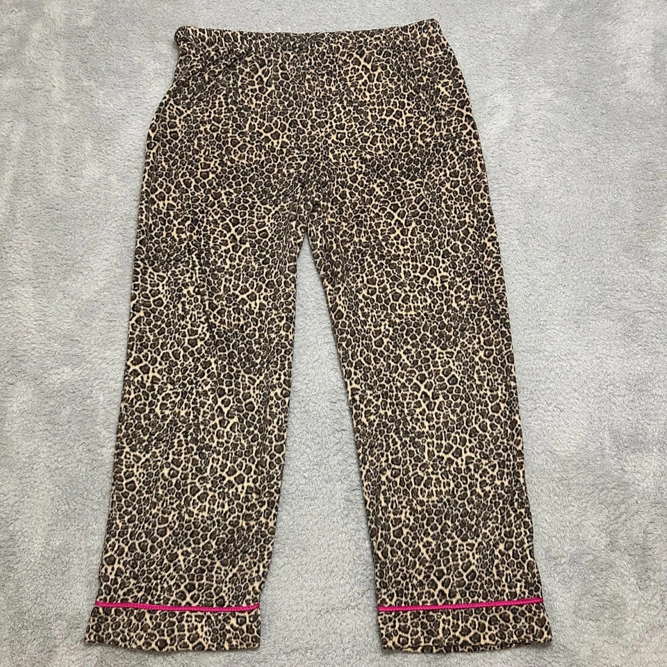 Conjunto de pijama ANNE KLEIN 3/4 manga cropped estampa de leopardo acabamento rosa algodão tamanho XL - Imagem 4 de 4
