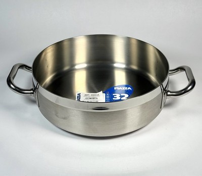 Piazza Italy Shallow Cookpot Stainless Steel Saucepan Double-Handle 32cm, 8.6qt