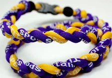 Wholesale Lot of 10 20" Yellow Purple Baseball Titanium Necklaces Tornado