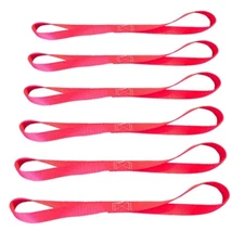 6 Pack 1" x 18" Soft Loop Tie Down Strap For Motorcycle Dirt-Bike ATV UTV Red