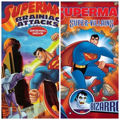 Lot of 2 DVDs Superman Brainiac Attacks & Bizarro DC Comics Super-Villains NEW