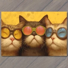 Art Print Cat with Glasses Fun Cute Colorful Kitty Unusual Animal Funny Sweet