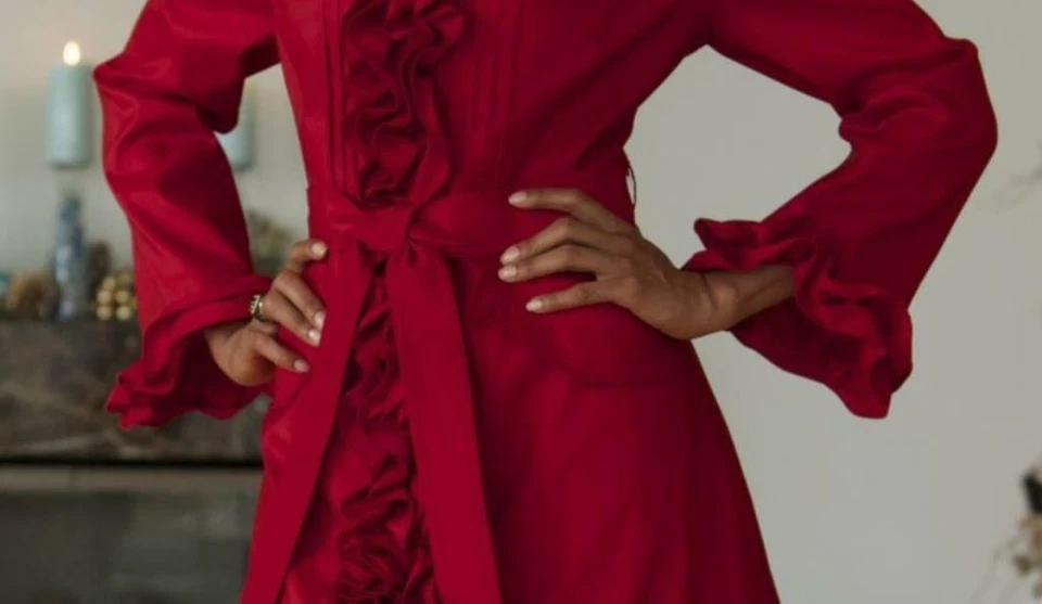 Mujer Church Cruise Otoño Primavera Invierno Volantes Trench Coat Chaqueta Talla Grande 1X Foto 4 de 4