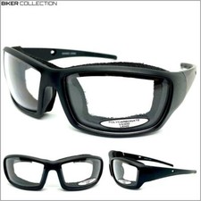 MOTORCYCLE Day Riding Padded Safety Protective SUN GLASSES GOGGLES Clear Lens