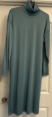 Bold Elements Cut To Curve Green Slinky Ribbed  Dress L