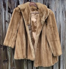 Faux Fur Jacket Vintage Tissavel England France Women's Large.