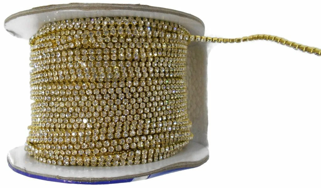 Metal Stone Chain Lace for Jewellery Making Gold White 10 m
