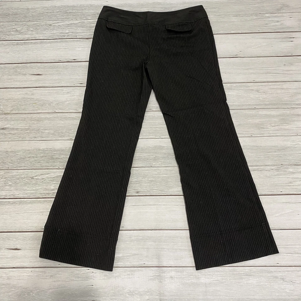 Tracy Evans Woman’s Pen Stripe Wide Leg Dress Pants Size 11 Black Wide Cuff Hem - Image 4 of 4