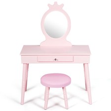 Kinder Schminktisch mit Hocker & Spiegel Frisiertisch Make-up Tisch