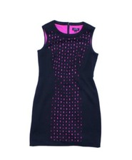 Nwt New Tahari Womens Black Pink Zip Crew Neck Laser Cut Scuba Dress Size 10