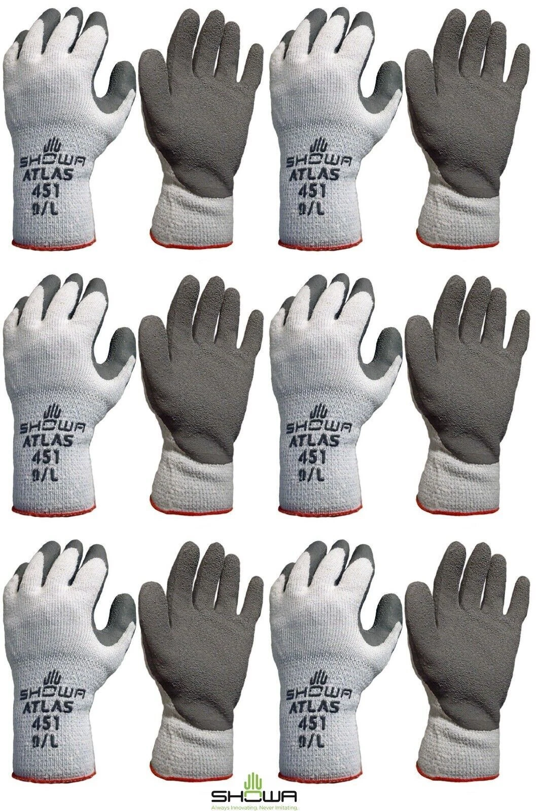 Showa 451 Therma Insulated Cold Weather Palm Coated Winter Work Gloves S-XL 6 PR