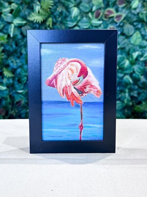 Flamingo Ölgemälde - Original GERAHMT Realismus Vogel Kunstwerk Verkauf Wildlife Deko