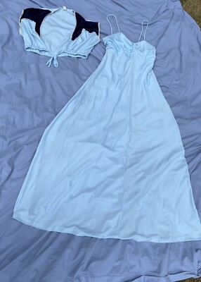 bridesmaid dress with shrug Vintage 60s 70s Prom Maxi Powder Blue Medium Two Piece LowStock:43643698053171 Whimsical Midnight Blue Evening Shoe Size:37 Ideal for your wedding