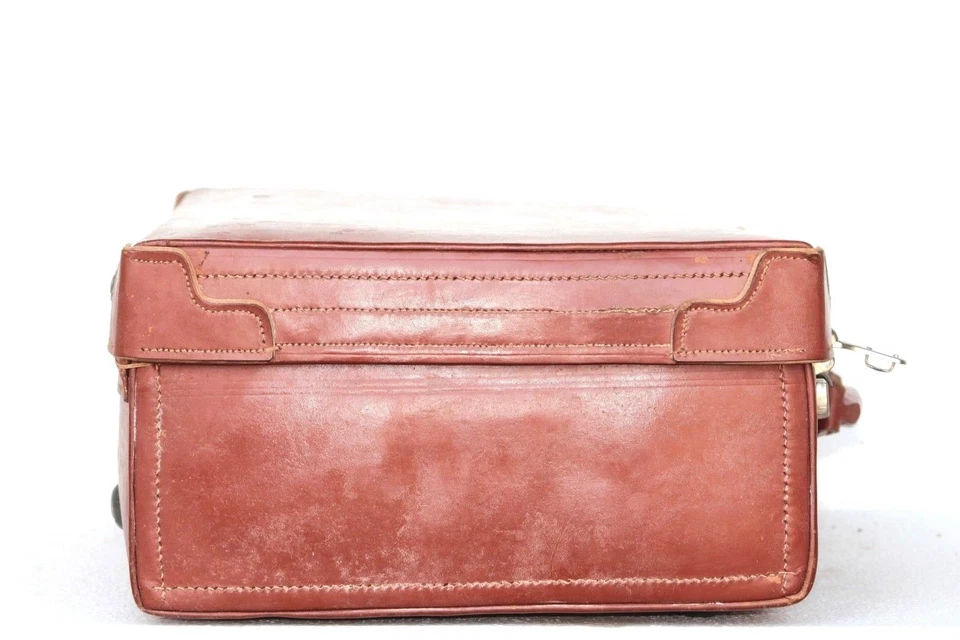 Maleta de viaje de cuero indio antigua vintage decoración del hogar coleccionable Foto 4 de 4