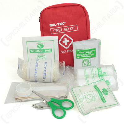 Erste Hilfe Midi Pack - Rot Tasche Case Set Kit Medizin Notfall Wandern Auto Wandern