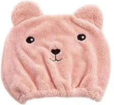 Hair Towel Wrap, Cute Bear Dry Hair Caps, Hair Drying Wrap Towel, Adult or Child