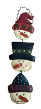 Door Hanging Hand Painted Metal Snowmen