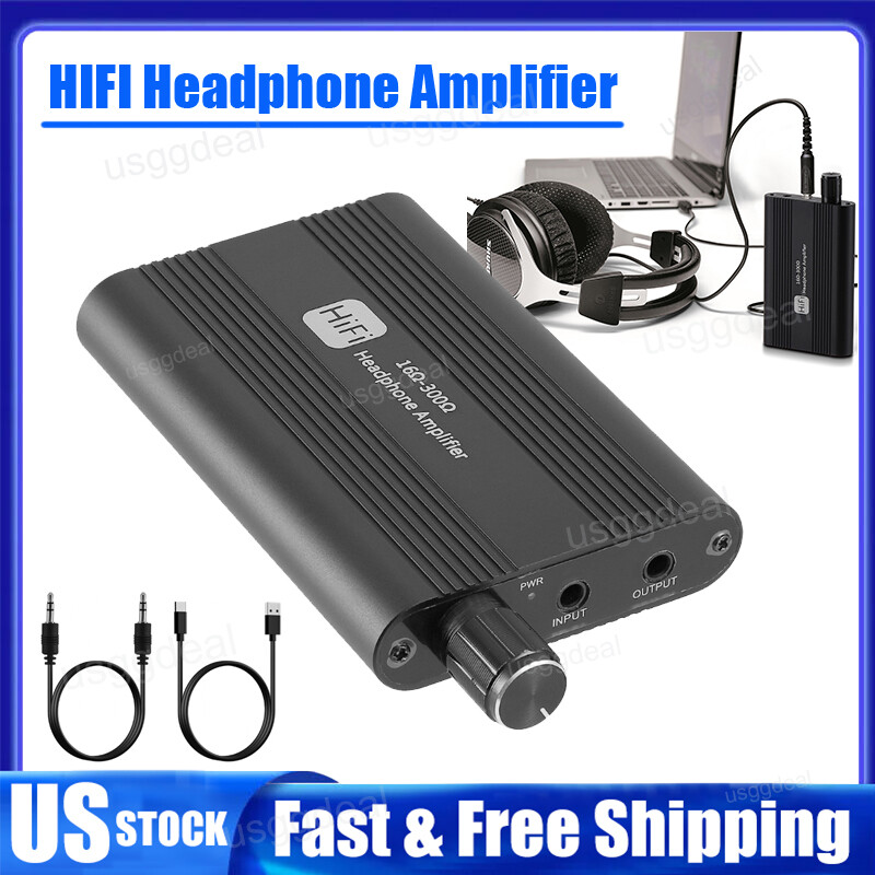 HIFI Headphone Amplifier 16-300Ω Portable Earphone Amp 3.5mm Audio Input Output