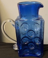 BLENKO HANDCRAFT Blue Pinwheel Water Pitcher
