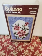 Vintage New Old Stock Sultana Latch Hook Kit 18" X 24" ROSE OVAL #79346 USA